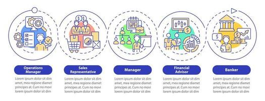 business management carrières lus cirkel infographic sjabloon. datavisualisatie met 5 stappen. proces tijdlijn info grafiek. workflowlay-out met lijnpictogrammen. talloze pro-bold, reguliere lettertypen gebruikt vector