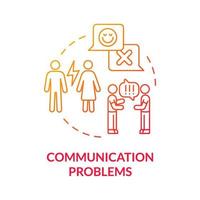 communicatieproblemen rood kleurverloop concept icoon. onbegrip tussen partners. echtscheiding abstracte idee dunne lijn illustratie. geïsoleerde overzichtstekening. roboto-medium, talloze pro-bold lettertypen gebruikt vector