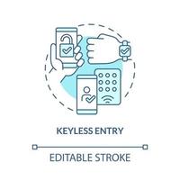 keyless entry turkoois concept icoon. slim slot. touchless systeem abstracte idee dunne lijn illustratie. geïsoleerde overzichtstekening. bewerkbare streek. roboto-medium, talloze pro-bold lettertypen gebruikt vector