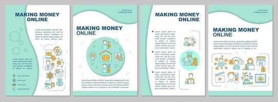 extra geld verdienen online brochuresjabloon. freelance werk. flyer, boekje, folder afdrukken, omslagontwerp met lineaire pictogrammen. vectorlay-outs voor presentatie, jaarverslagen, advertentiepagina's vector