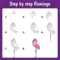 hoe flamingo te tekenen vector