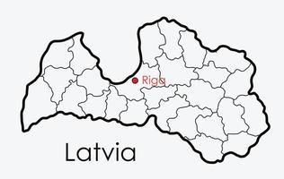 Letland kaart uit de vrije hand tekenen op een witte achtergrond. vector