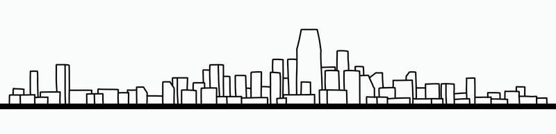 moderne stadsgezicht skyline overzicht doodle tekening op witte achtergrond. vector