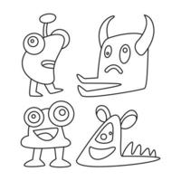 doodle monsters lijn illustratie vector