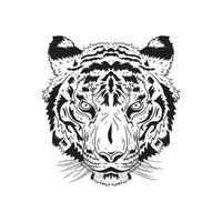 illustratie vectorafbeelding van tijger hoofd in gedetailleerde stijl. vector gegraveerde afbeelding voor logo, label, tatoeage, t-shirts en kleurboek
