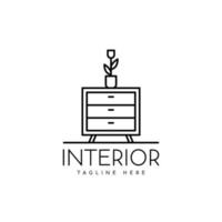 nachtkastje interieur logo ontwerp vector