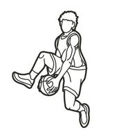 actie van basketbalspeler schetsen vector