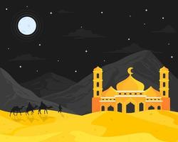 woestijn en moskee achtergrond vector