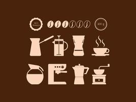 koffie pictogrammen. ideaal voor het etiketteren van koffieverpakkingen. vector