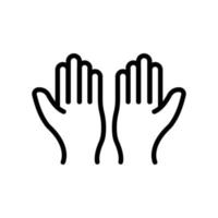 biddend icoon. steek handen op. lijn pictogramstijl. geschikt voor religieuze icoon. eenvoudig ontwerp bewerkbaar. ontwerpsjabloon vector