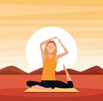 vrouw in yoga houdingen vector