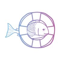 lijn vis met reddingsboei object ontwerp vector