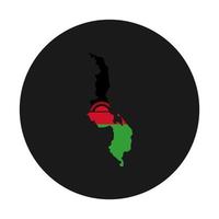 malawi kaart silhouet met vlag op zwarte achtergrond vector