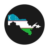 Oezbekistan kaart silhouet met vlag op zwarte achtergrond vector