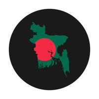 Bangladesh kaart silhouet met vlag op zwarte achtergrond vector