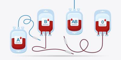 bloedzak met rode druppel geïsoleerd op een witte achtergrond. donatie, transfusie in geneeskunde laboratorium concept. het leven van de patiënt redden. vector plat ontwerp