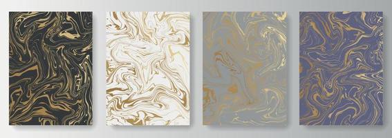 verzameling achtergronden instellen met abstract gouden verfpatroon vector