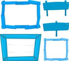 set houten bordbanners in blauwe kleur vector