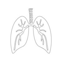 longen getekend door één lijn. menselijke orgel schets. continue lijntekening anatomische kunst. vectorillustratie in minimalistische stijl. vector