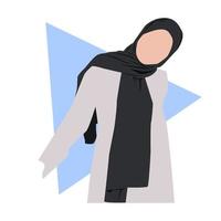 vlakke stijlillustratie van mooie moslimvrouw die hijab . draagt vector