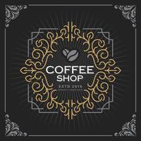 Coffeeshop logo. Vintage luxe banner sjabloonontwerp voor label, frame, productlabels. Retro embleemontwerp. Vector illustratie