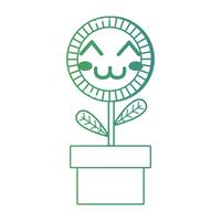 lijn kawaii schattig gelukkig zonnebloem plant vector