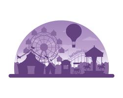 Circus festival eerlijke silhouet landschap vector