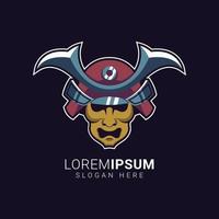 samurai krijger hoofd gezicht illustratie voor esports logo ontwerp vector