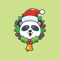 schattige panda stripfiguur op eerste kerstdag vector