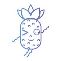 lijn kawaii schattig gelukkig ananas fruit vector