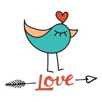 valentijnskaart. wenskaart met een vogel. Liefde. vectorillustratie. vector