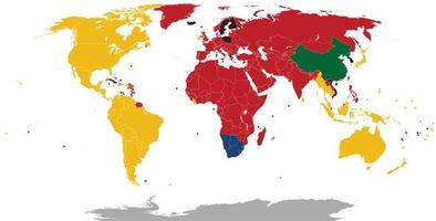 wereldkaart op witte achtergrond. wereldkaartsjabloon met continenten, Noord- en Zuid-Amerika, Europa en Azië, Afrika en Australië vector