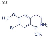 vectorskeletformule van 2c-b. drug chemische molecuul. vector