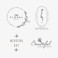 mooie overzichtssjablonen logo's met bloemenornamenten voor bruiloften schoonheidsindustrie vectorillustratie vector