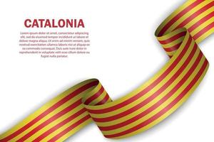 wapperende vlag van catalonië op witte achtergrond vector