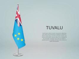 tuvalu hangende vlag op standaard. sjabloon voor conferentiebanner vector