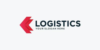 logistiek logo met moderne gradiëntpijl concept premium vector