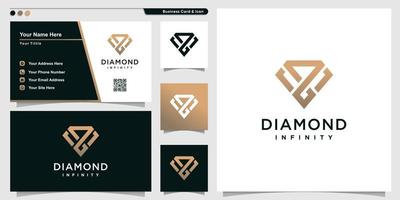 diamant logo met oneindig overzicht kunststijl en visitekaartje ontwerpsjabloon premium vector