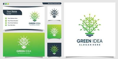 boomlogo met slimme groene stijl en visitekaartjeontwerp, groen, boom, premium vector