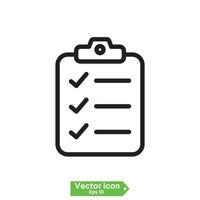 klembord lijn pictogram. checklist teken symbool voor website en app design. vector