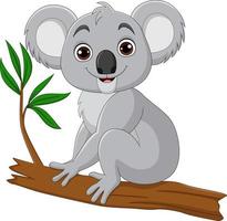 schattige koala cartoon zittend op een boomtak vector