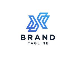 abstracte eerste letter x logo. blauwe geometrische pijl vorm origami stijl geïsoleerd op een witte achtergrond. bruikbaar voor bedrijfs- en technologielogo's. platte vector logo-ontwerpelement sjabloon.