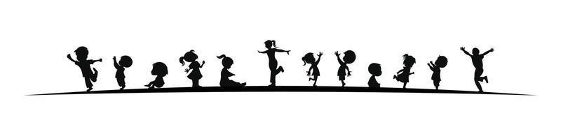 vector silhouet van kinderen, icoon collectie van kinderen silhouetten jongens en meisjes instellen vectorillustratie