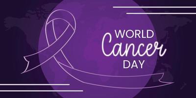 sjabloon voor spandoek van wereldkankerdag met paars lint vector
