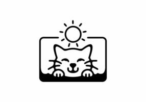 schattige kat en zon lijntekeningen illustratie vector