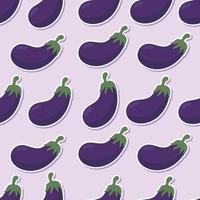 naadloze aubergine cartoon sticker patroon vector