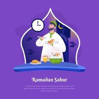 een moslim heeft suhoor in ramadan of eet vroeg alleen vector