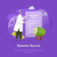 plat ontwerp van leren over vasten ramadan kareem dagconcept vector