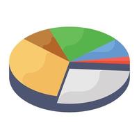 cirkeldiagrampictogram in bewerkbaar plat ontwerp vector