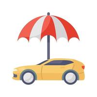 paraplu met voertuig, plat icoon van voertuigbescherming vector